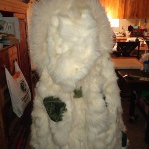 ARMY COTTON CANVAS MINI PARKA WITH FOX FUR LINING